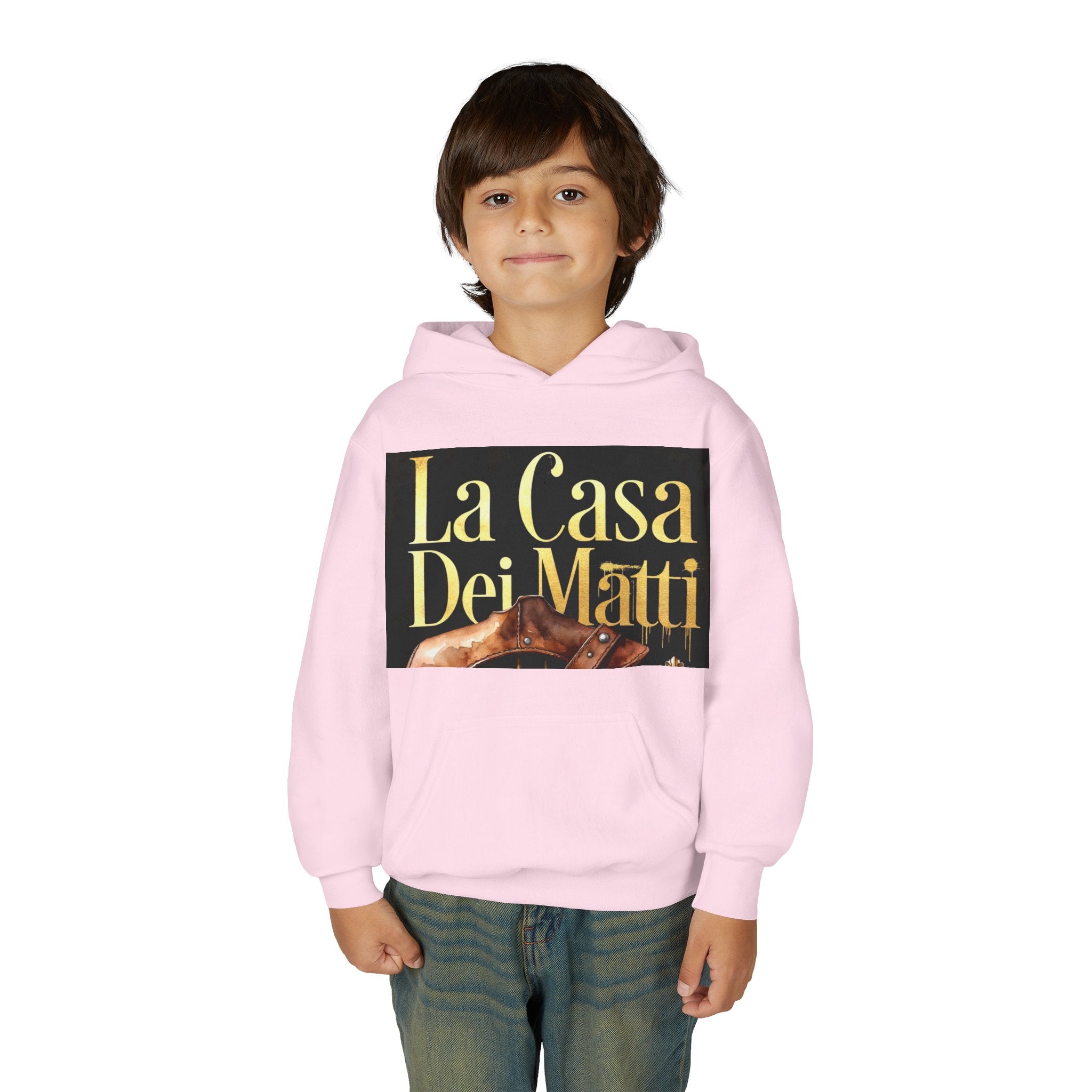 La Casa Dei Matti Hoodie — Vintage Italian Quote Graphic Youth Hoodie