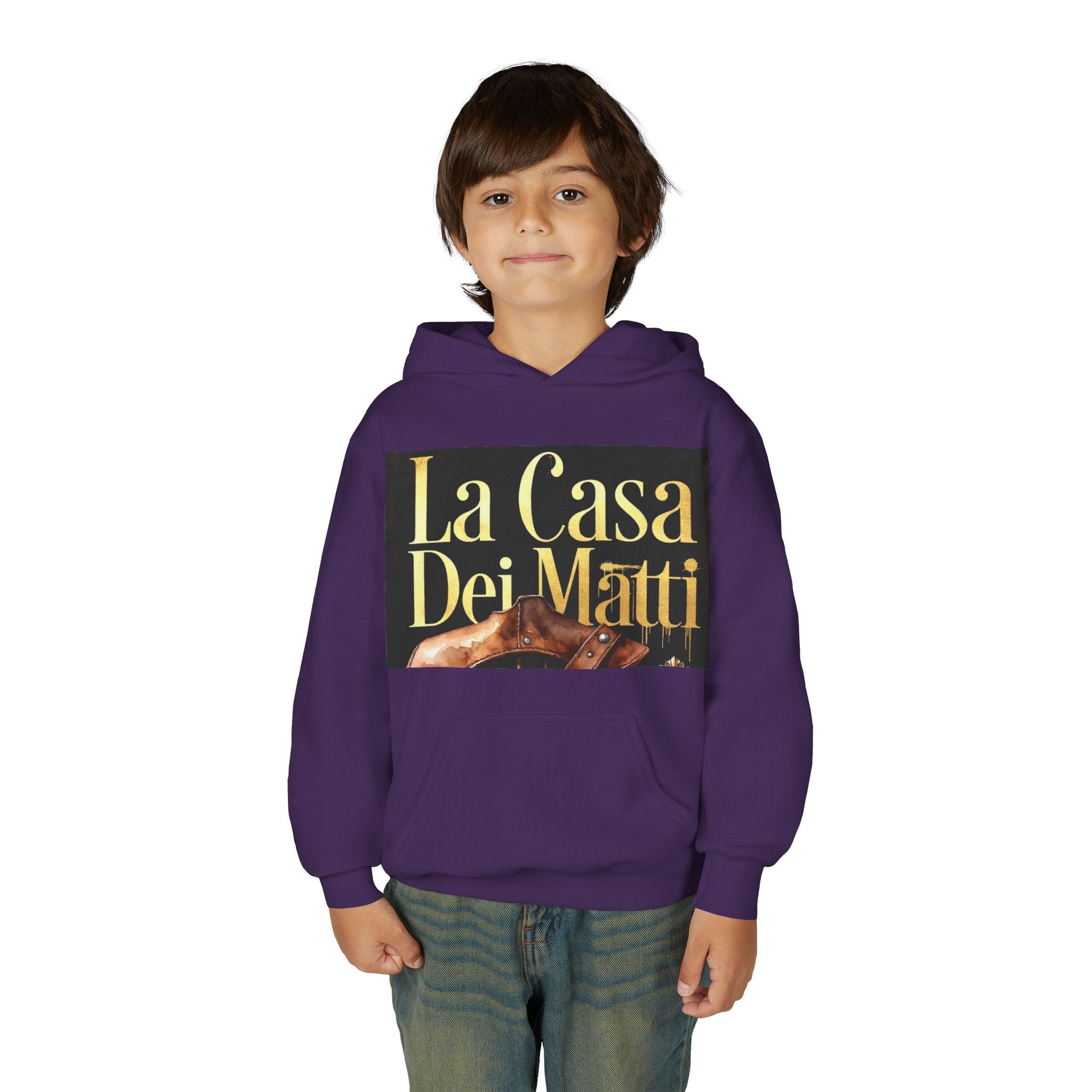 La Casa Dei Matti Hoodie — Vintage Italian Quote Graphic Youth Hoodie