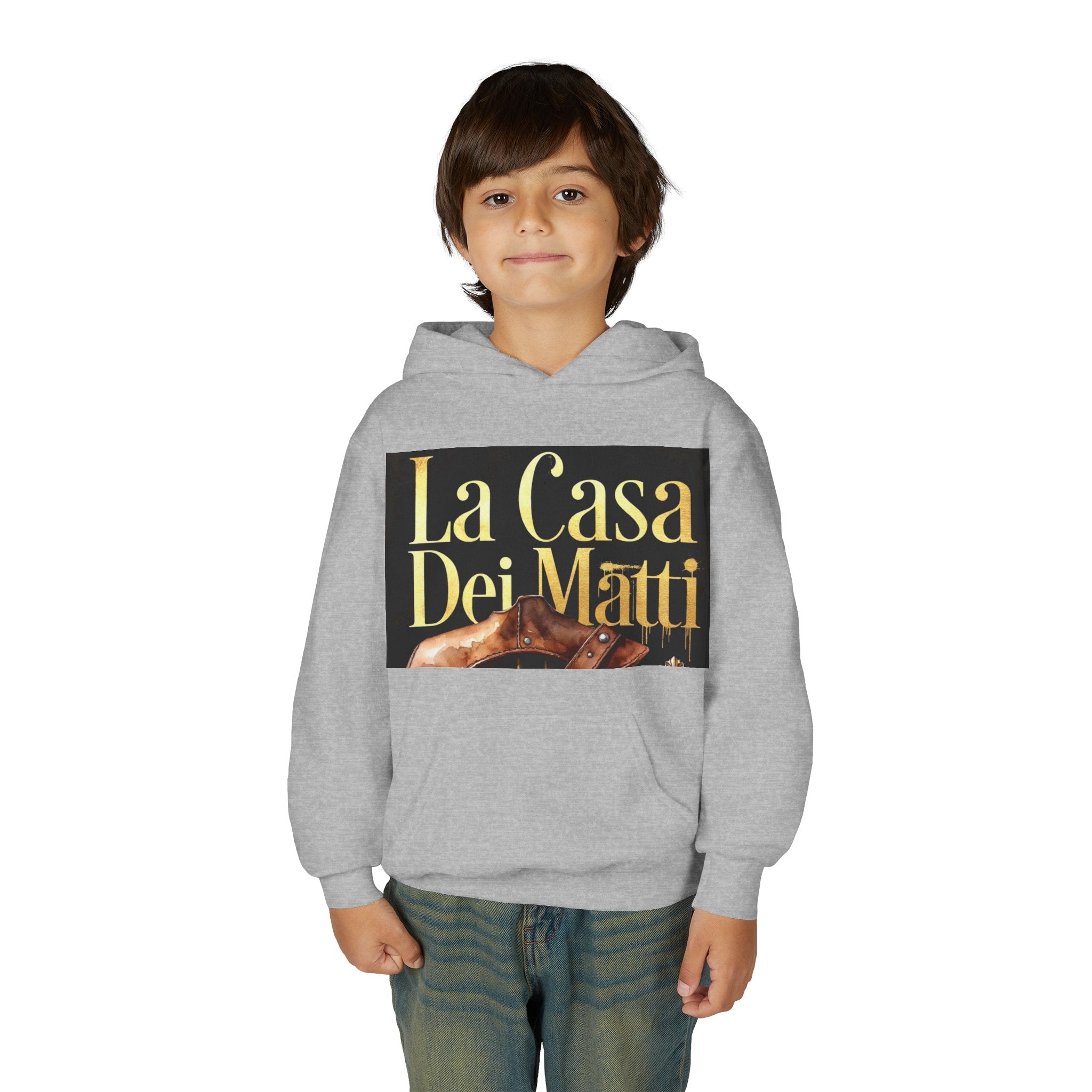 La Casa Dei Matti Hoodie — Vintage Italian Quote Graphic Youth Hoodie