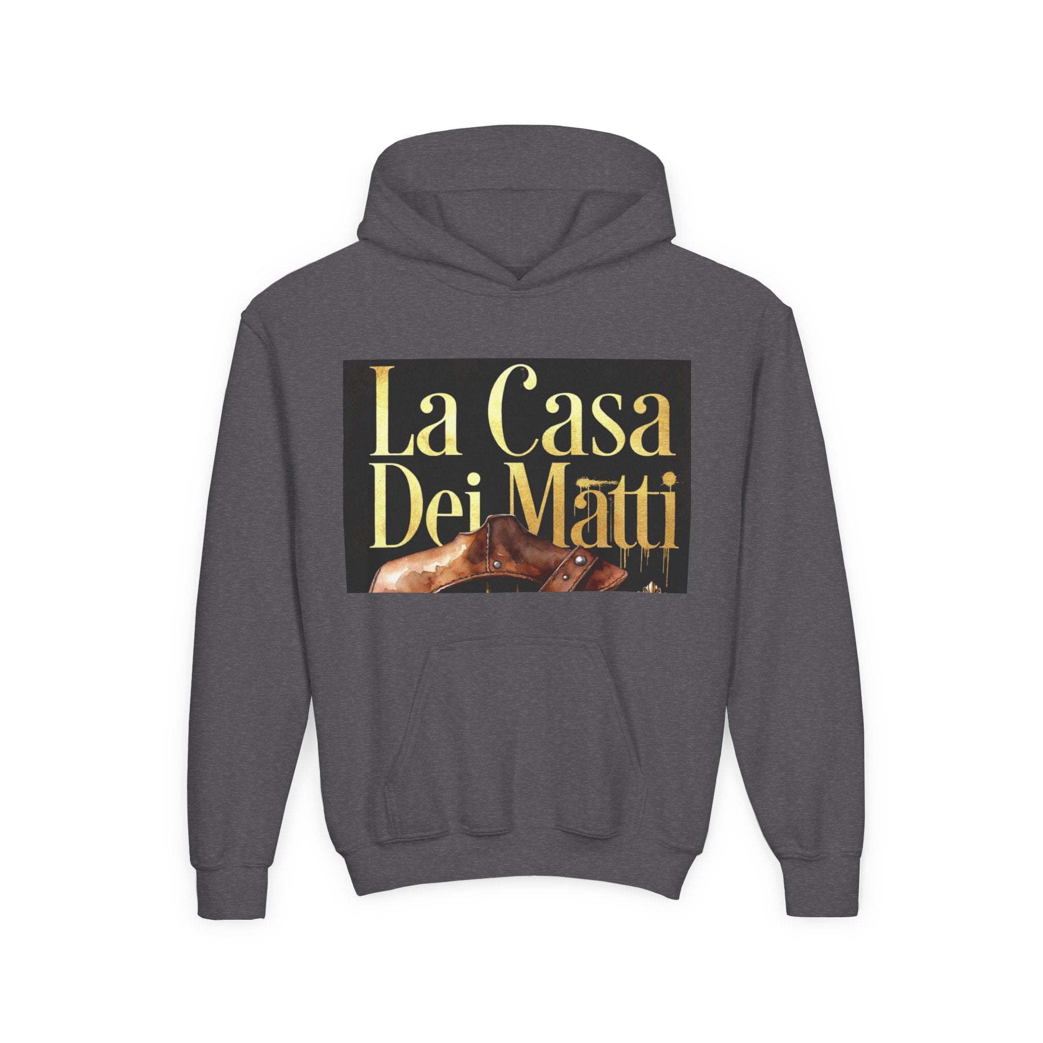 La Casa Dei Matti Hoodie — Vintage Italian Quote Graphic Youth Hoodie