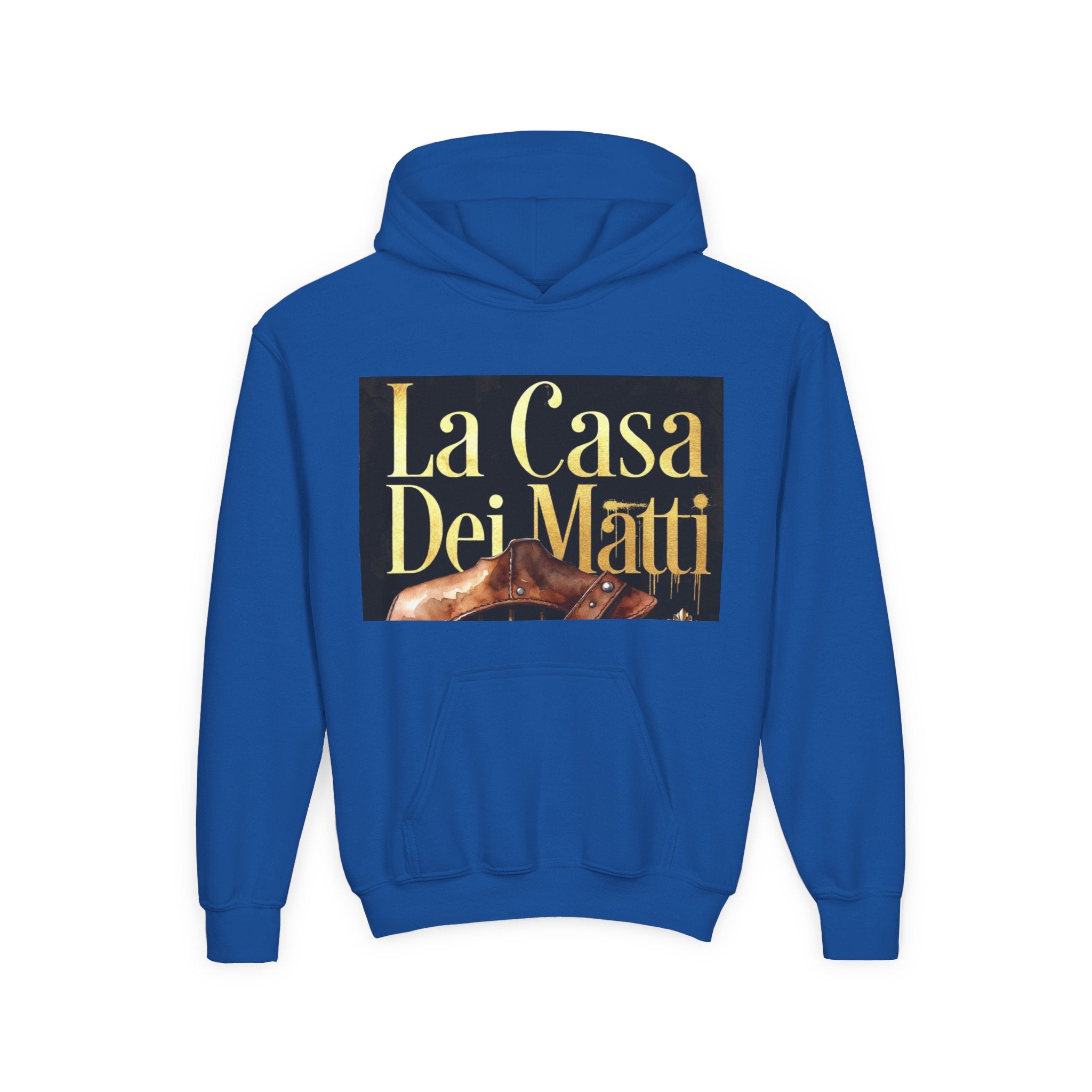 La Casa Dei Matti Hoodie — Vintage Italian Quote Graphic Youth Hoodie