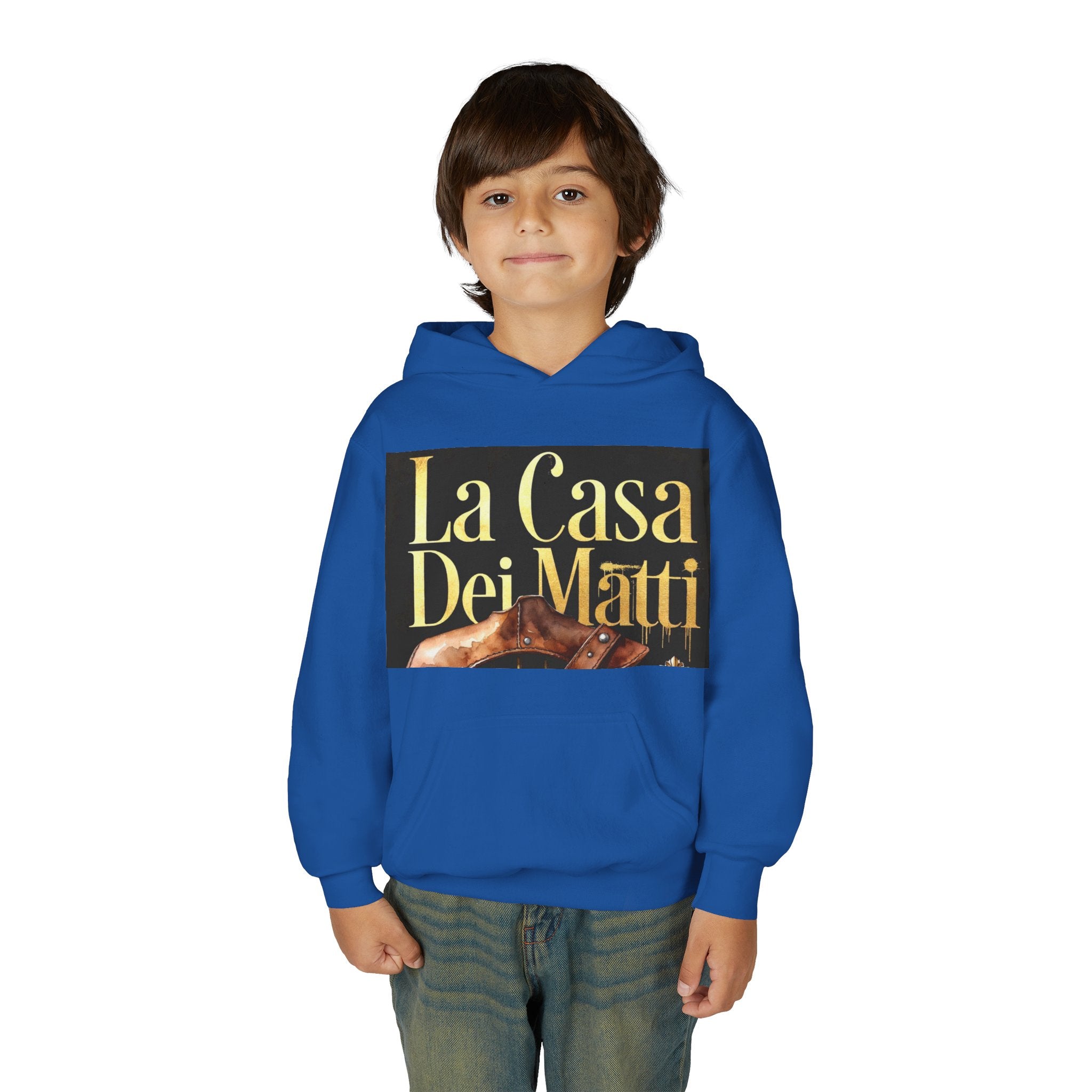 La Casa Dei Matti Hoodie — Vintage Italian Quote Graphic Youth Hoodie