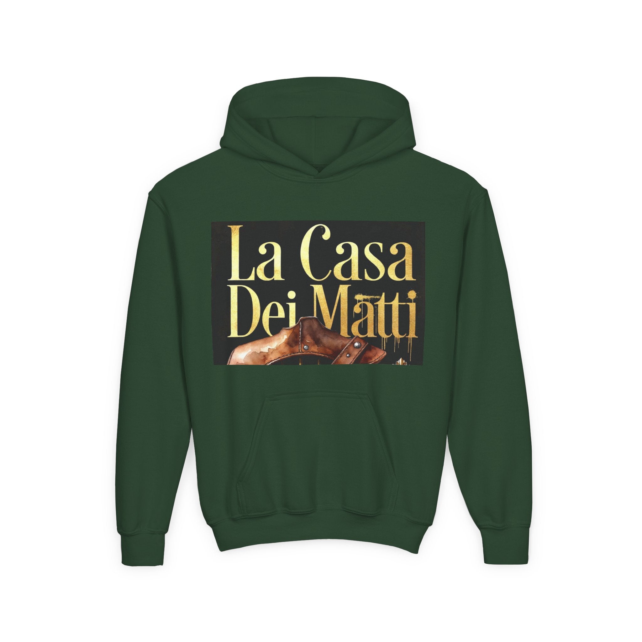 La Casa Dei Matti Hoodie — Vintage Italian Quote Graphic Youth Hoodie