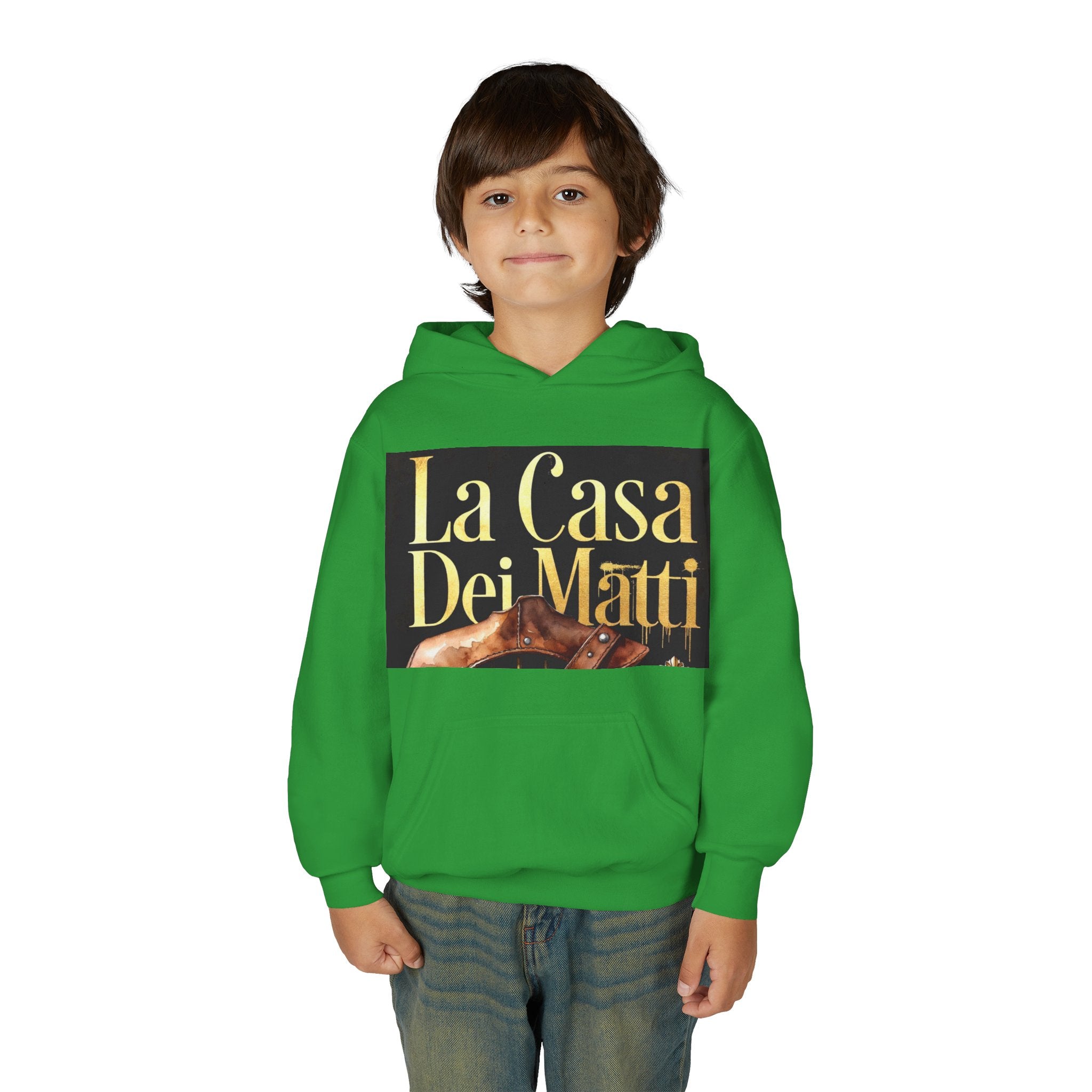 La Casa Dei Matti Hoodie — Vintage Italian Quote Graphic Youth Hoodie