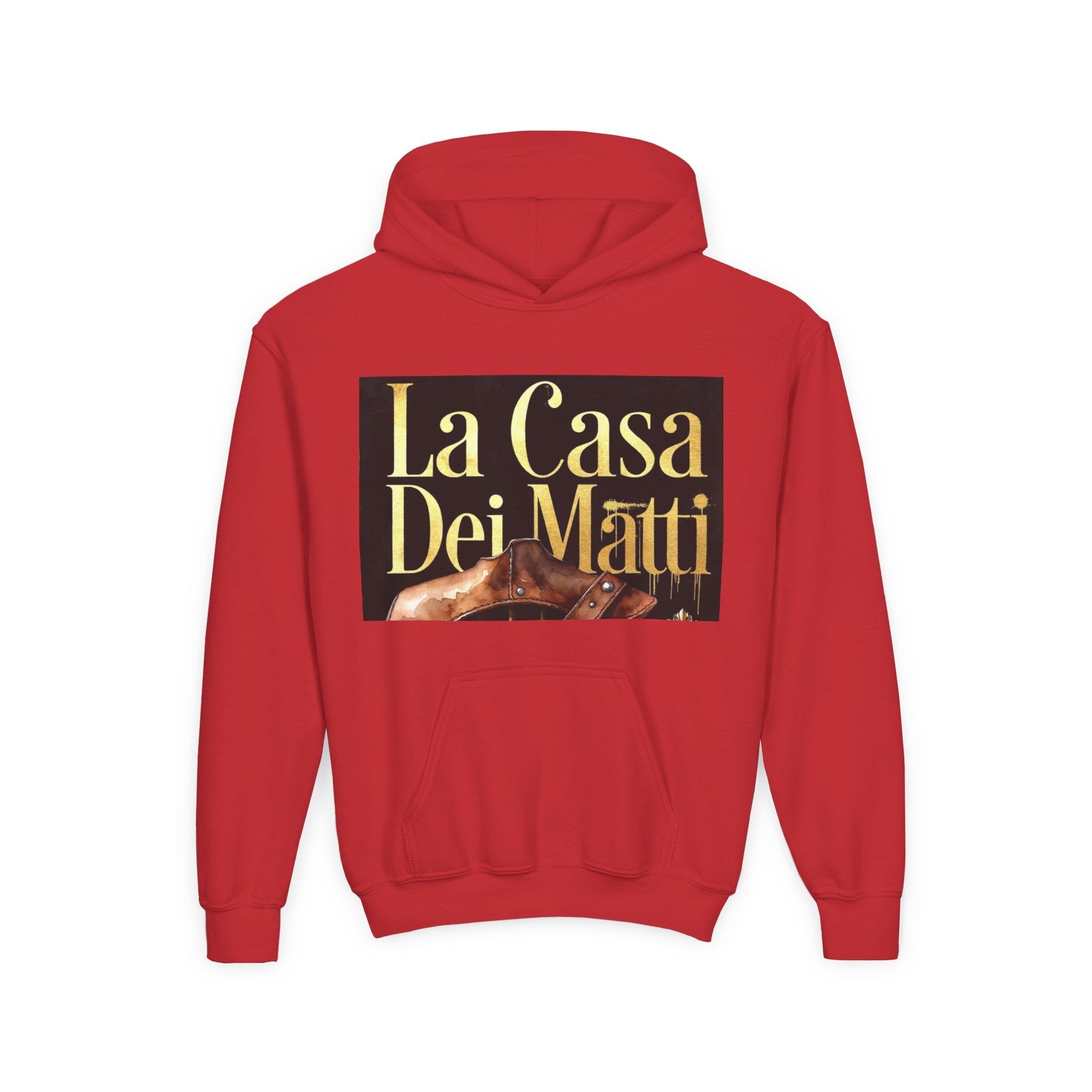 La Casa Dei Matti Hoodie — Vintage Italian Quote Graphic Youth Hoodie