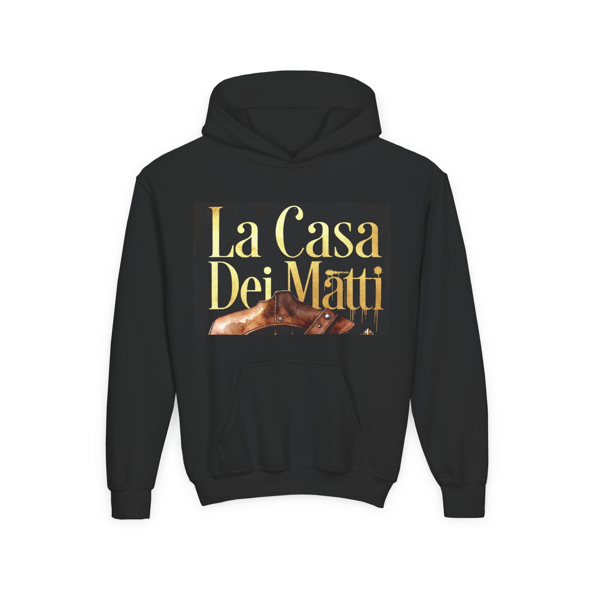 La Casa Dei Matti Hoodie — Vintage Italian Quote Graphic Youth Hoodie