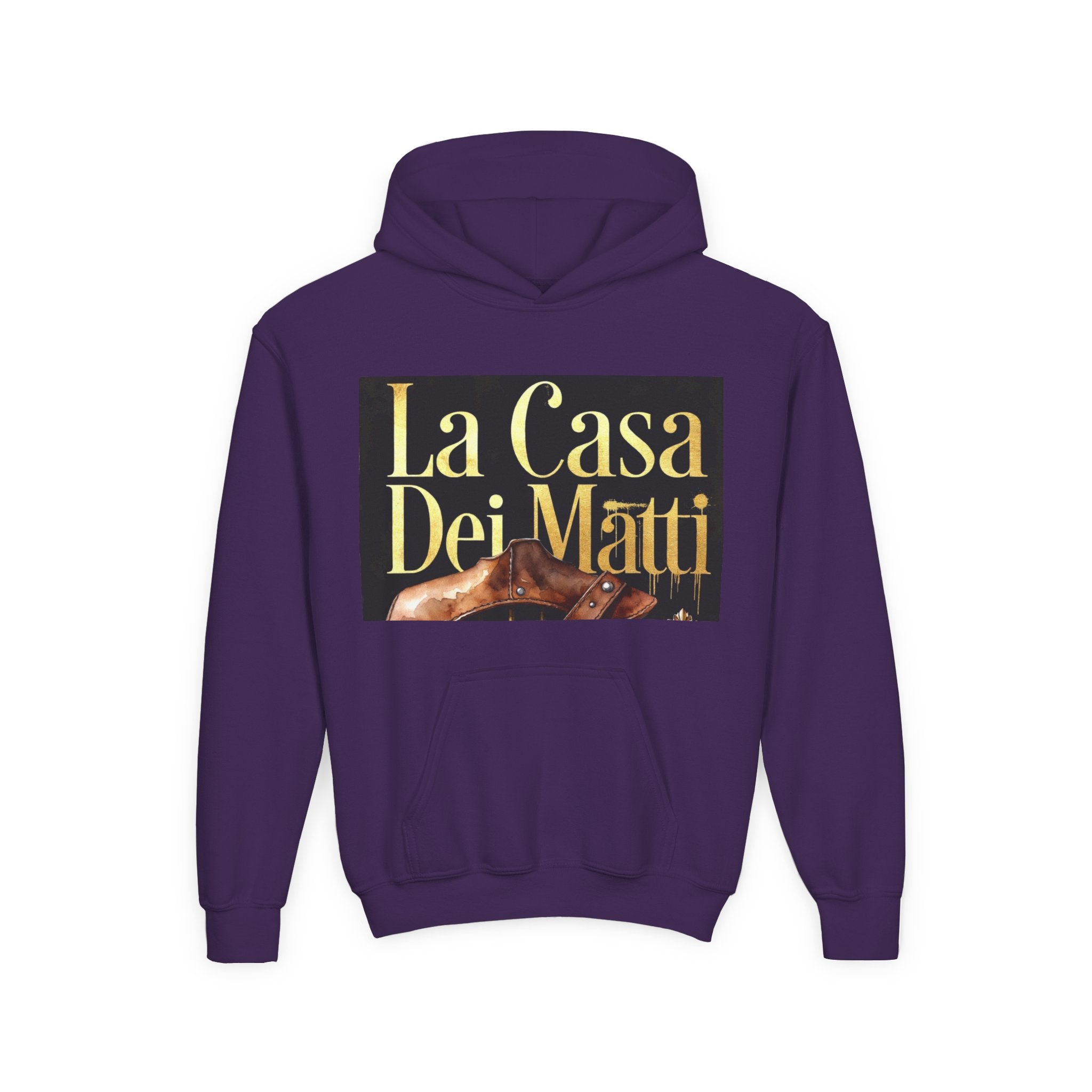 La Casa Dei Matti Hoodie — Vintage Italian Quote Graphic Youth Hoodie