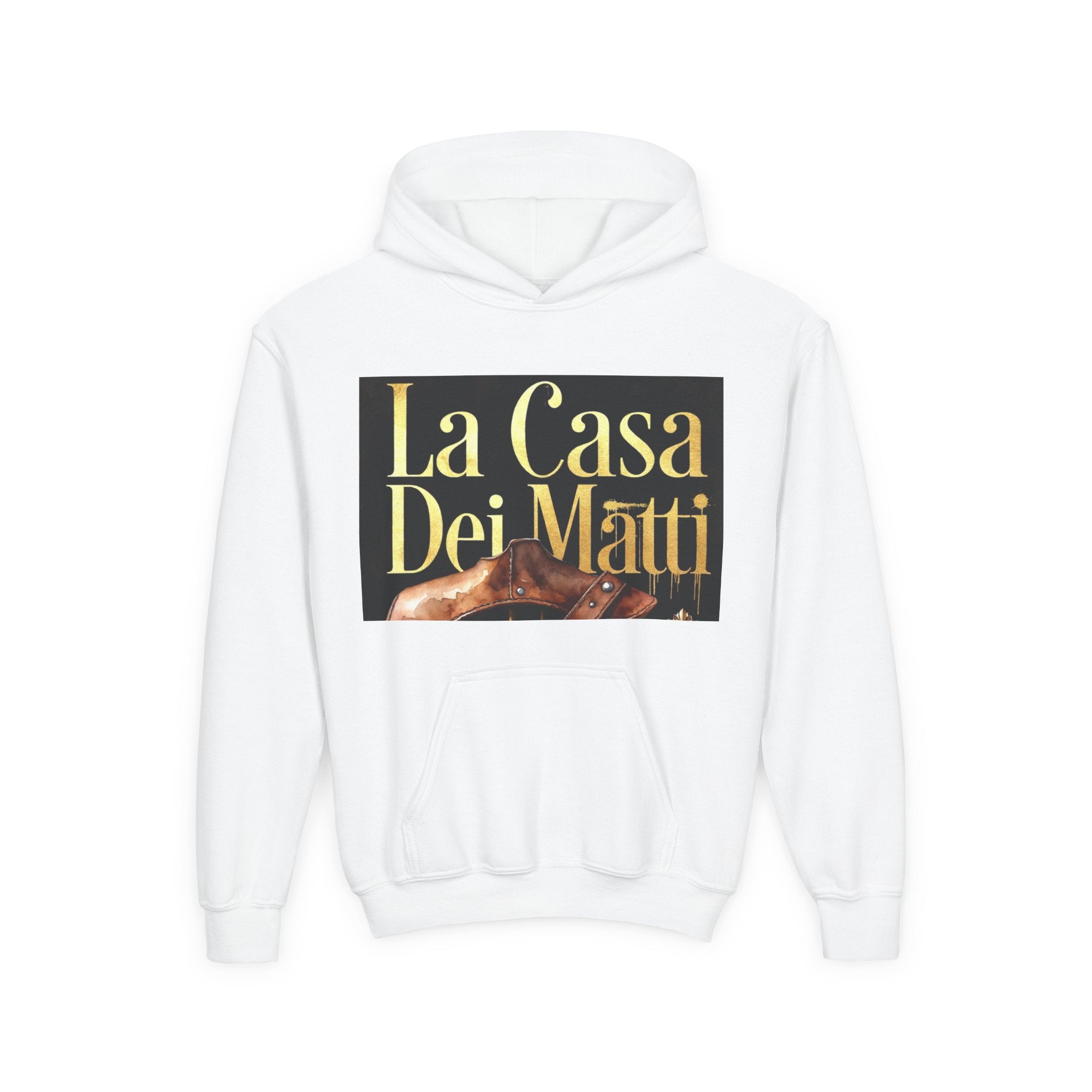 La Casa Dei Matti Hoodie — Vintage Italian Quote Graphic Youth Hoodie