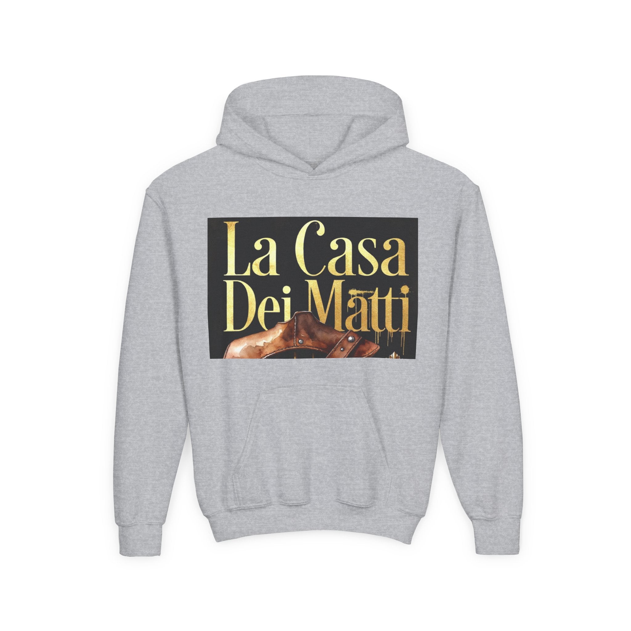 La Casa Dei Matti Hoodie — Vintage Italian Quote Graphic Youth Hoodie