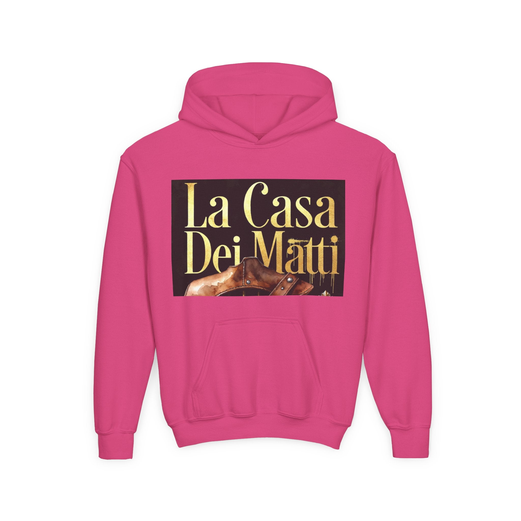 La Casa Dei Matti Hoodie — Vintage Italian Quote Graphic Youth Hoodie