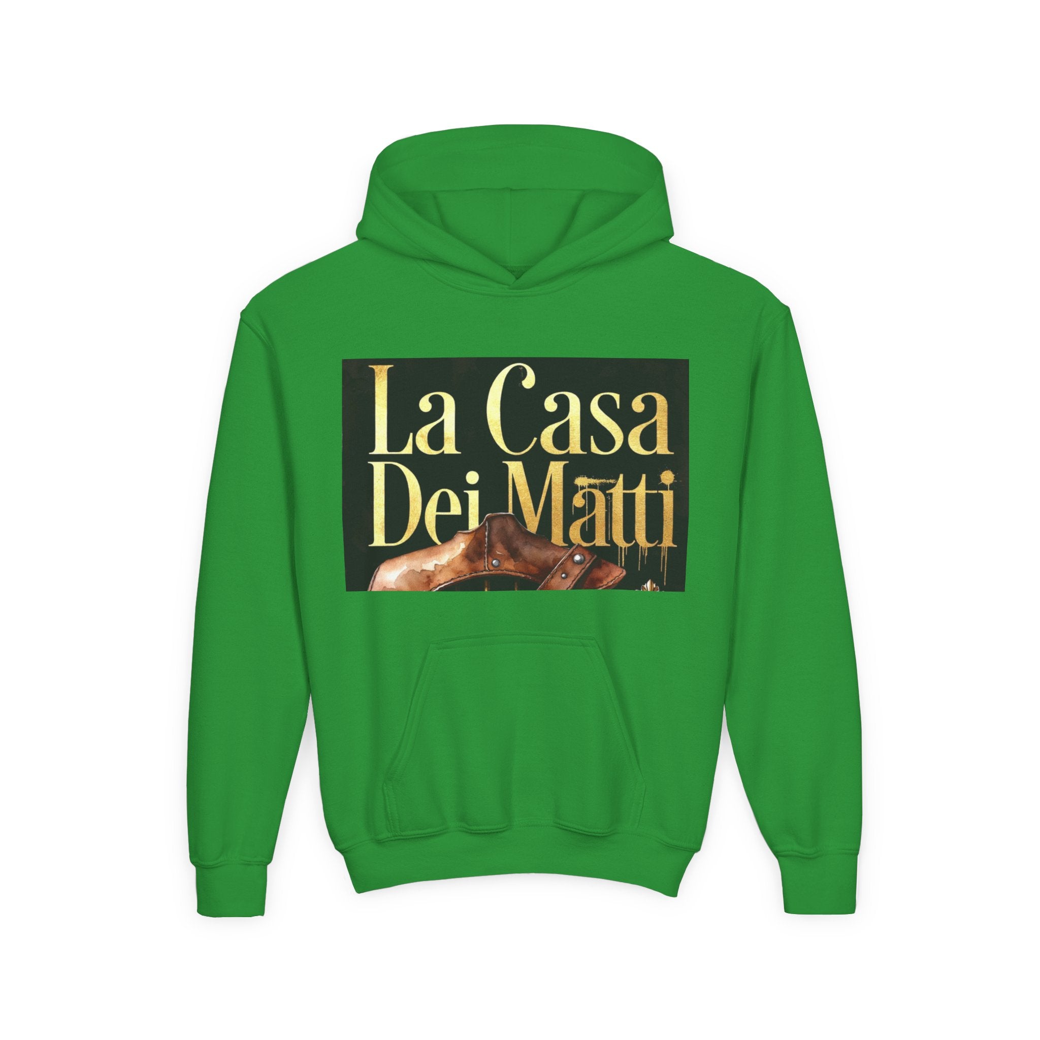 La Casa Dei Matti Hoodie — Vintage Italian Quote Graphic Youth Hoodie
