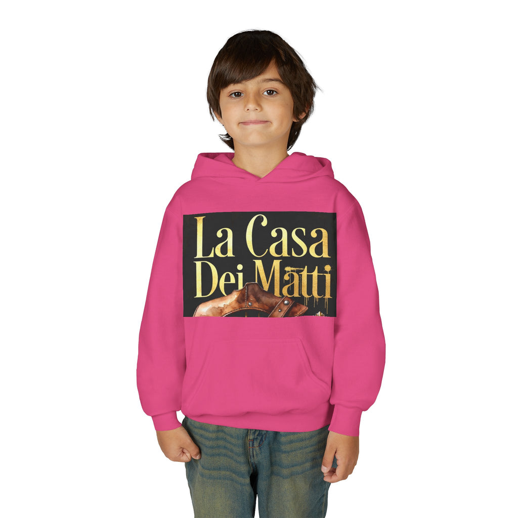 La Casa Dei Matti Hoodie — Vintage Italian Quote Graphic Youth Hoodie
