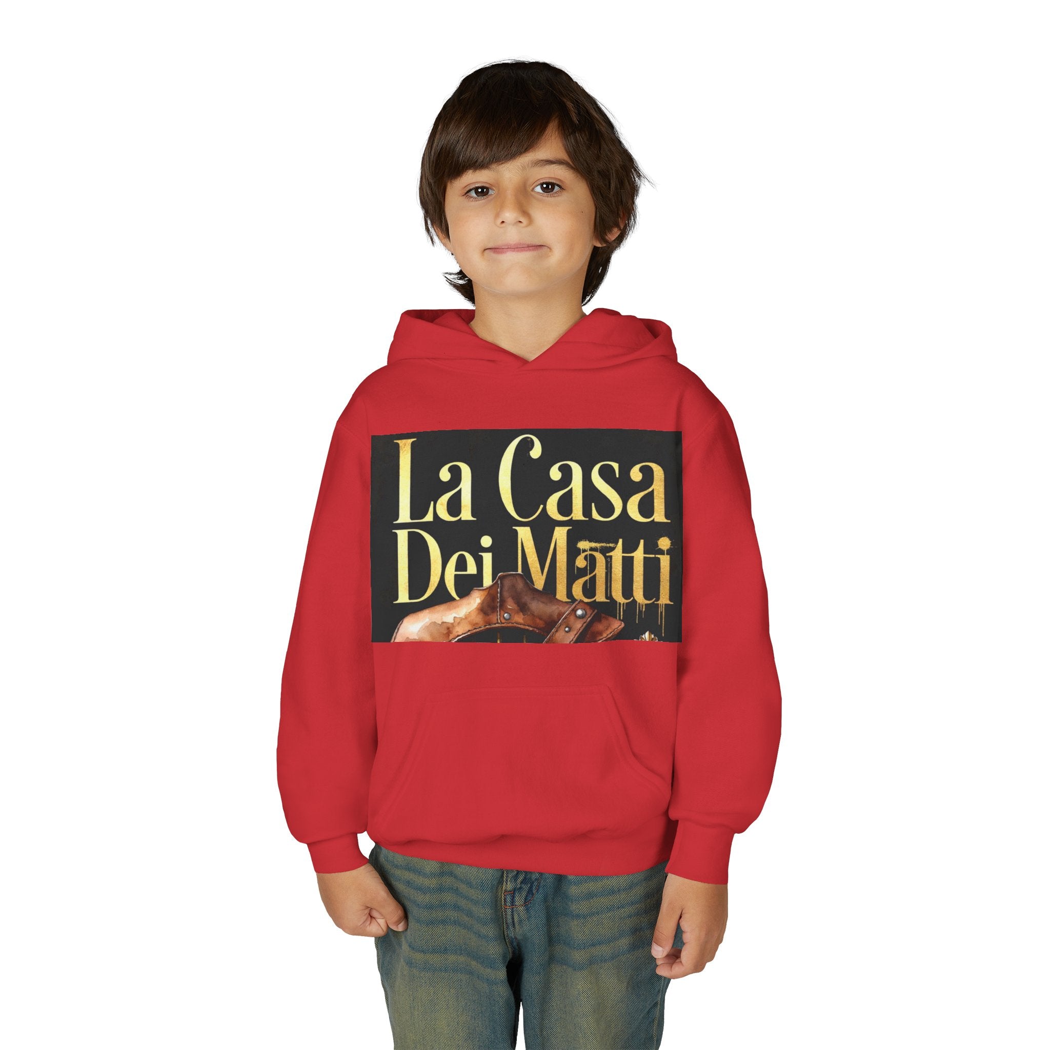 La Casa Dei Matti Hoodie — Vintage Italian Quote Graphic Youth Hoodie