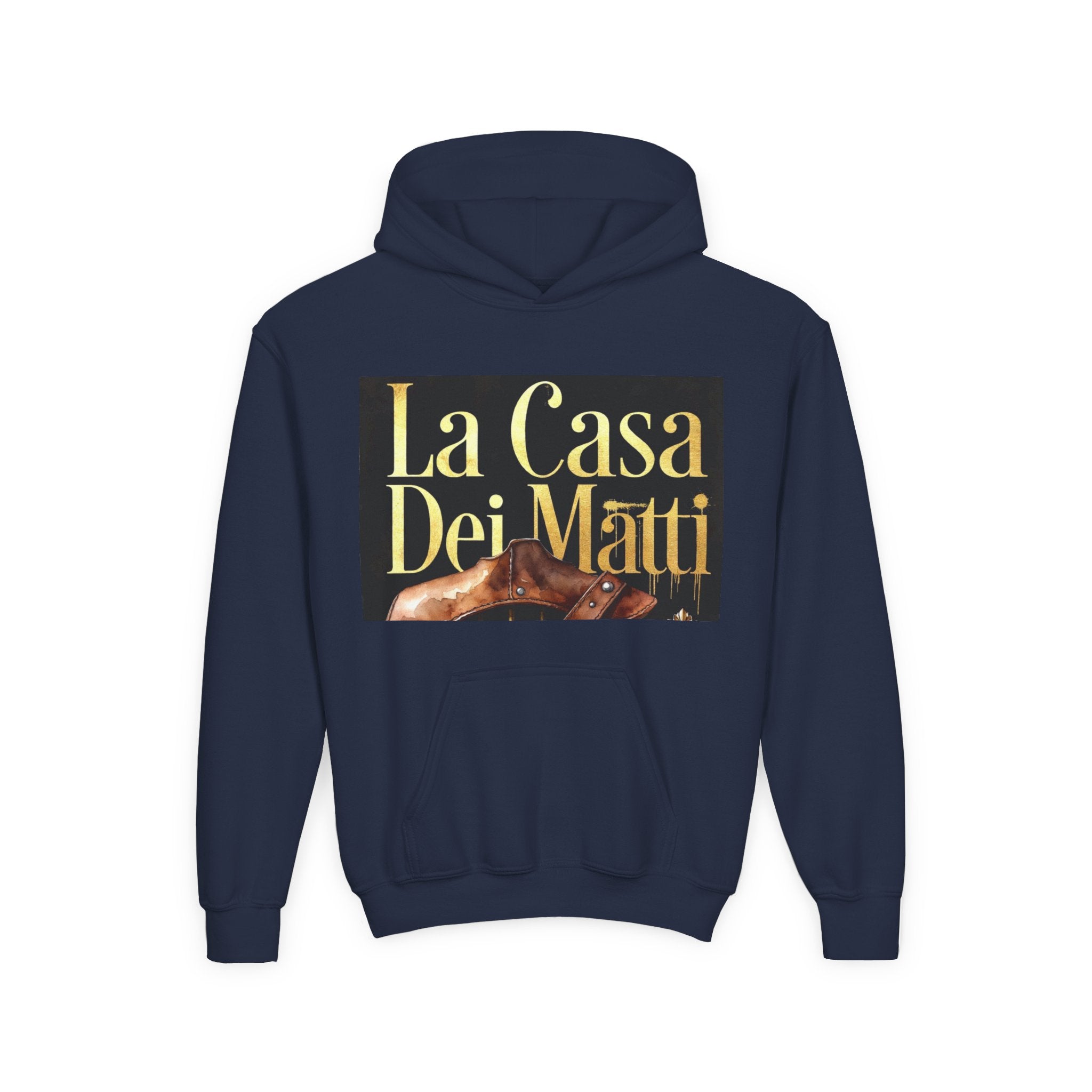 La Casa Dei Matti Hoodie — Vintage Italian Quote Graphic Youth Hoodie